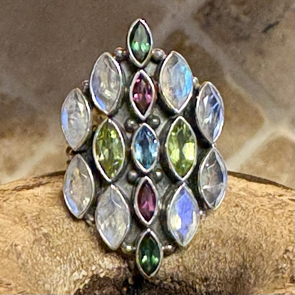 Nicky Butler Ring Size 10 Sterling Silver Multi Gemstone Limited Edition 295/350